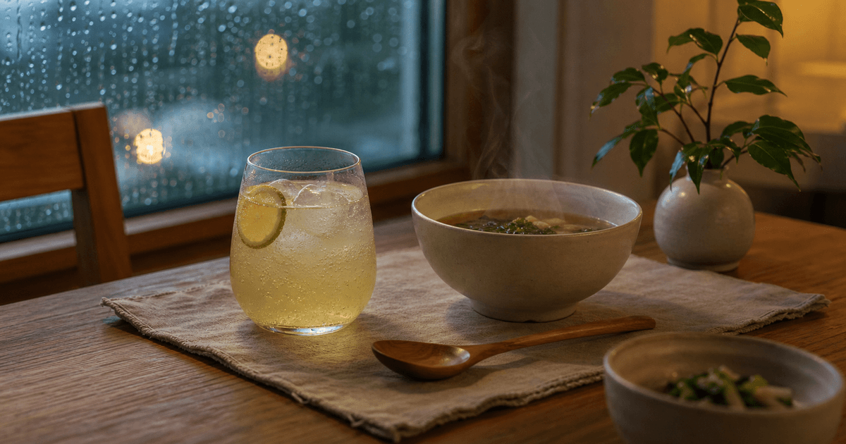 ノンアルで「梅雨の夜の食卓」を彩る。スープ×ドリンクで整える、蒸し暑い日の夕ごはん